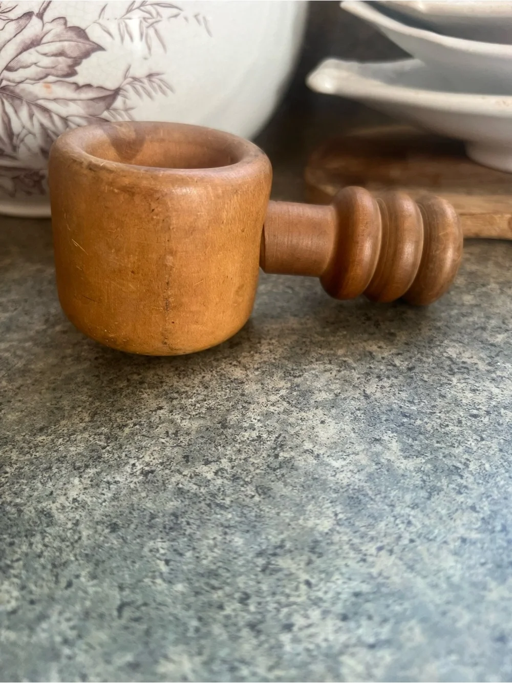 Vintage MCM Woodcroftery/ FRANCE Maple Screw Presser Nutcracker Bowl